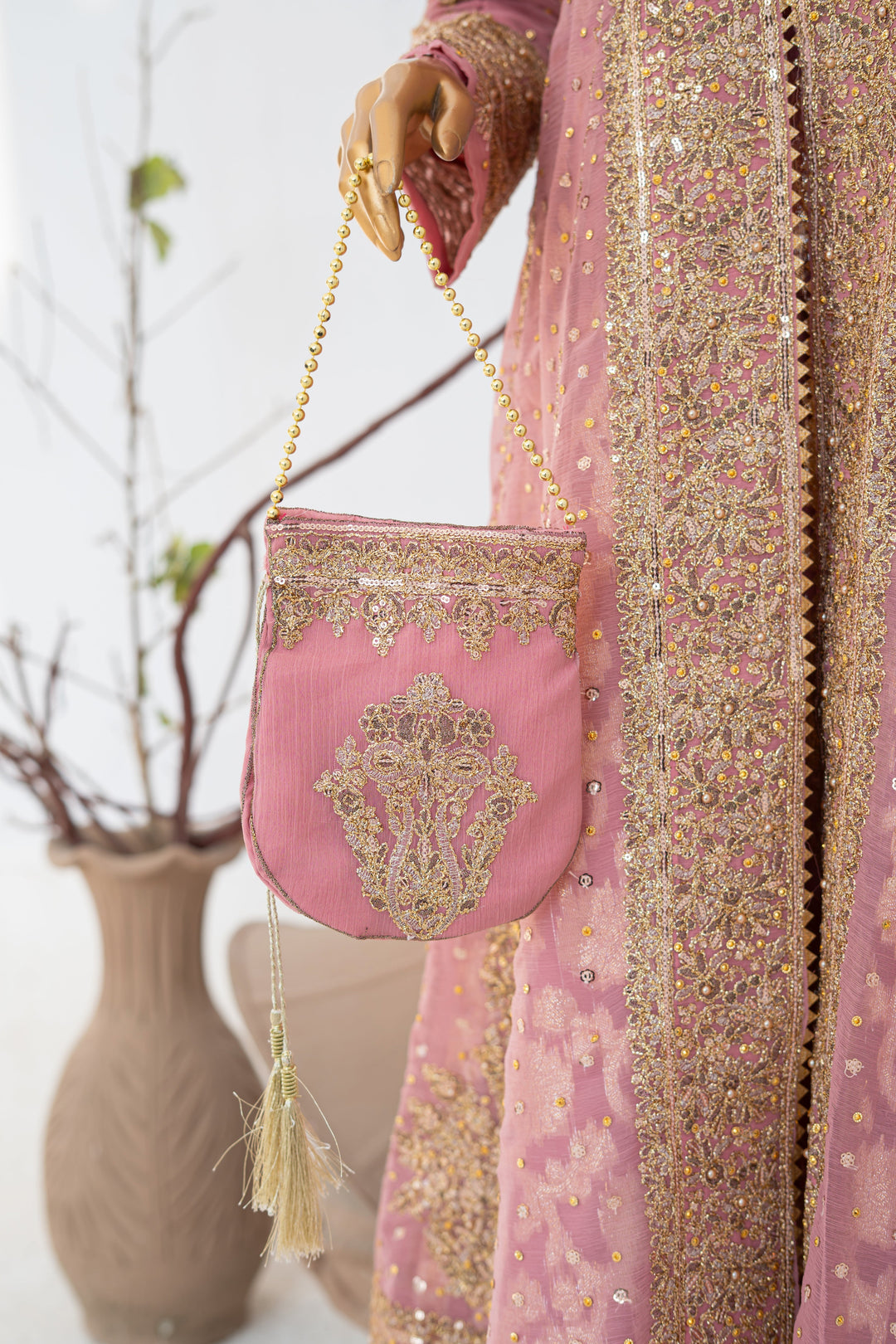 Andaaz by Saira Sultana Women RTW Embroidered Chiffon 4 Piece Suit Muneeha Tea Pink - Wedding Collection