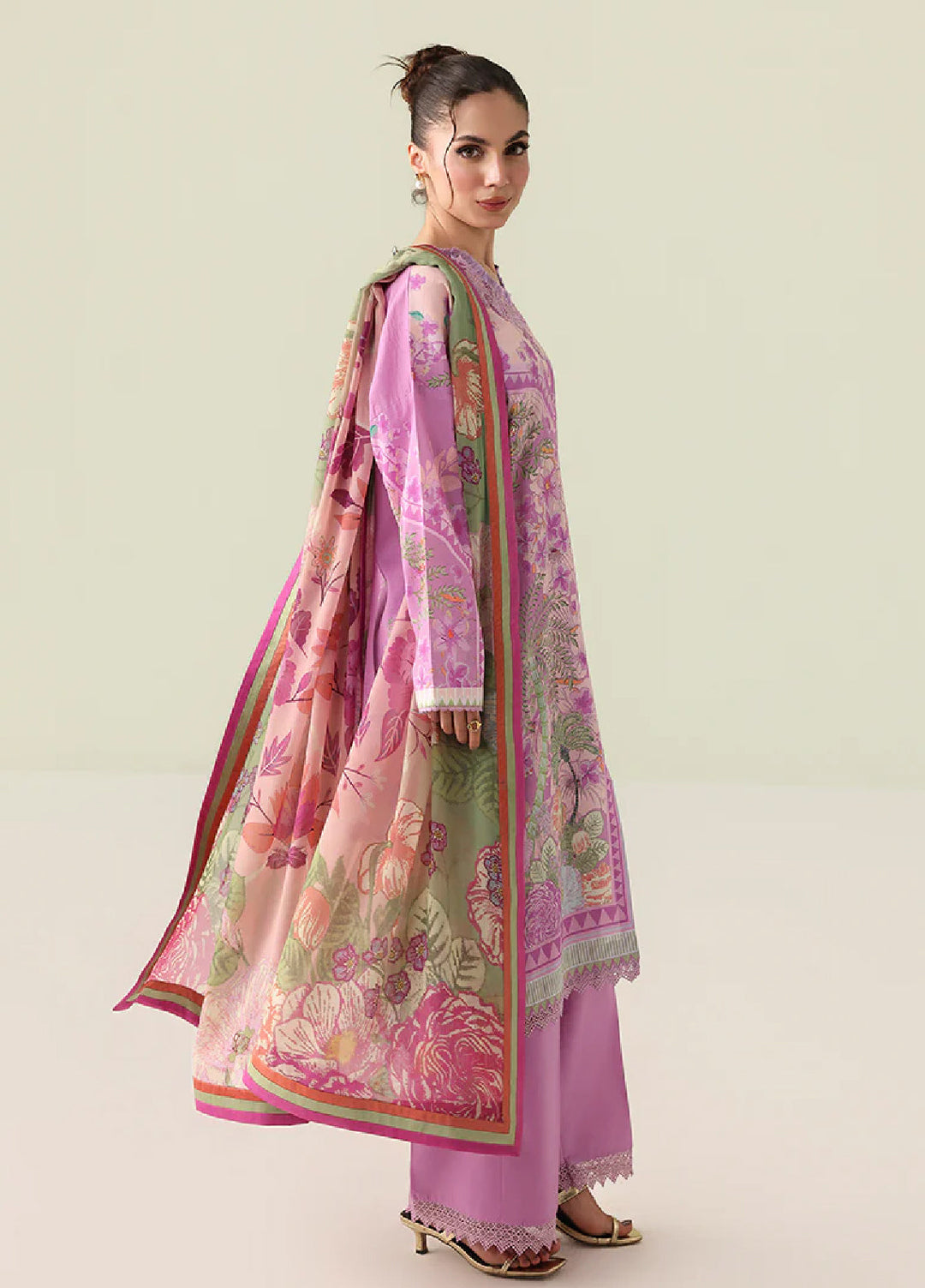 Rosette by Roheenaz Unstitched Lawn Embroidered 3 Piece Suit RNZ26UR Soft Solstice-6B - Summer Collection