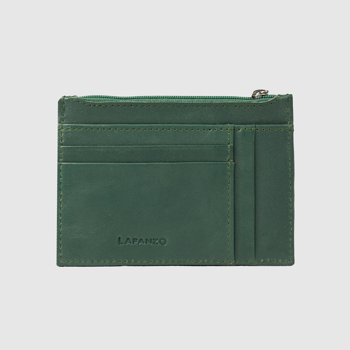 Lafanzo Unisex Leather Regal Zip Card Case Green - Accessories Collection