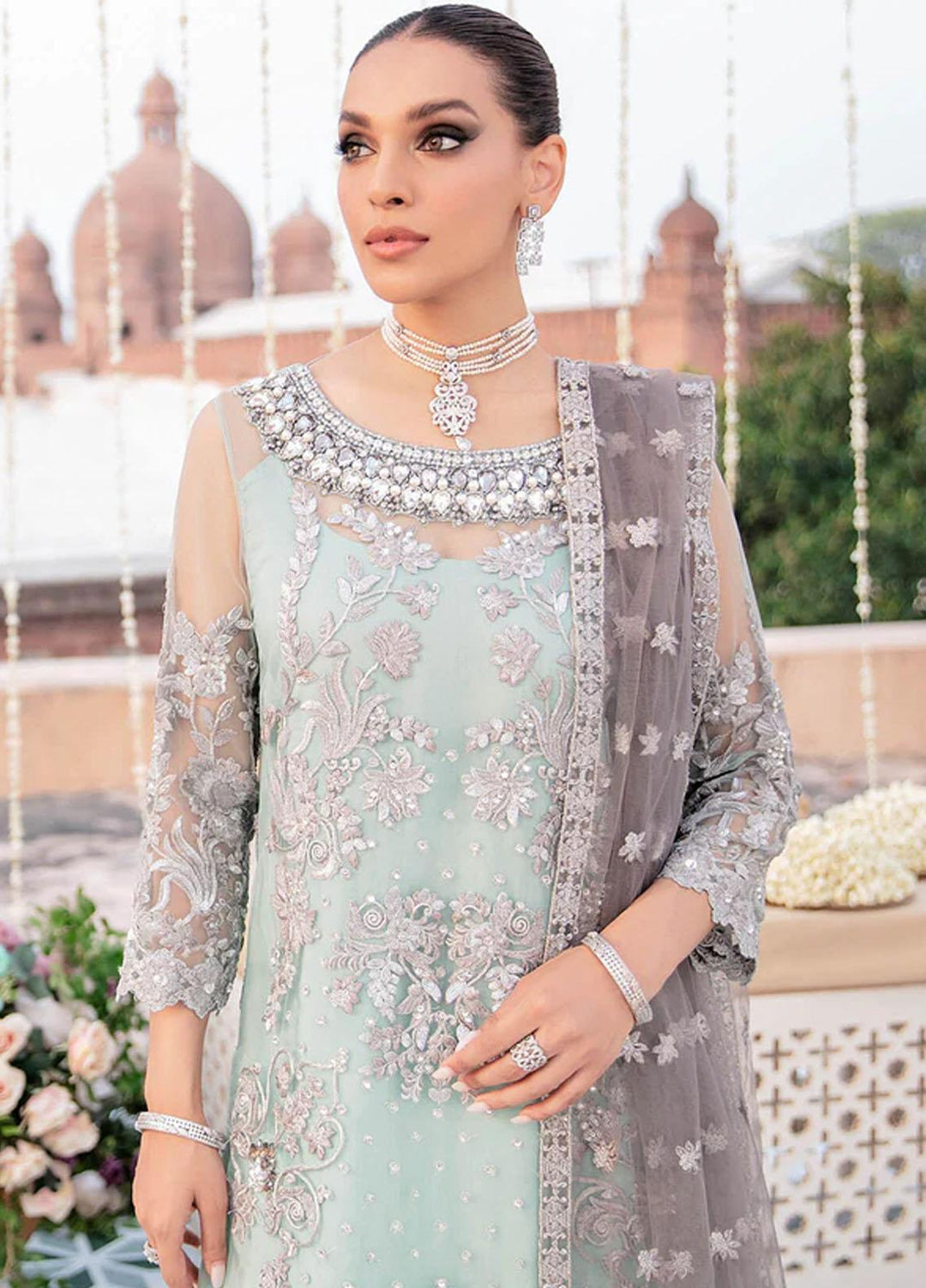Aangan by Imrozia Premium Embroidered Net Suits Unstitched 3 Piece IMP22A IB-25 Nazmin - Bridal Collection