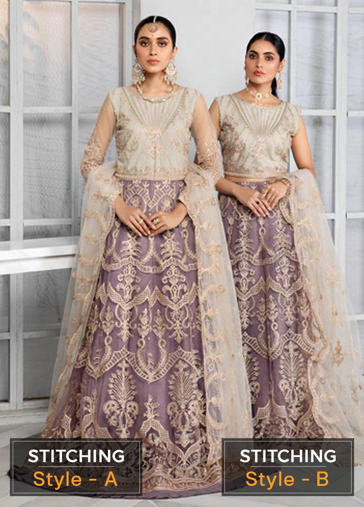 Bahaar by Zarif Embroidered  Suits Unstitched 3 Piece ZB 01 MAUVE - Luxury Collection