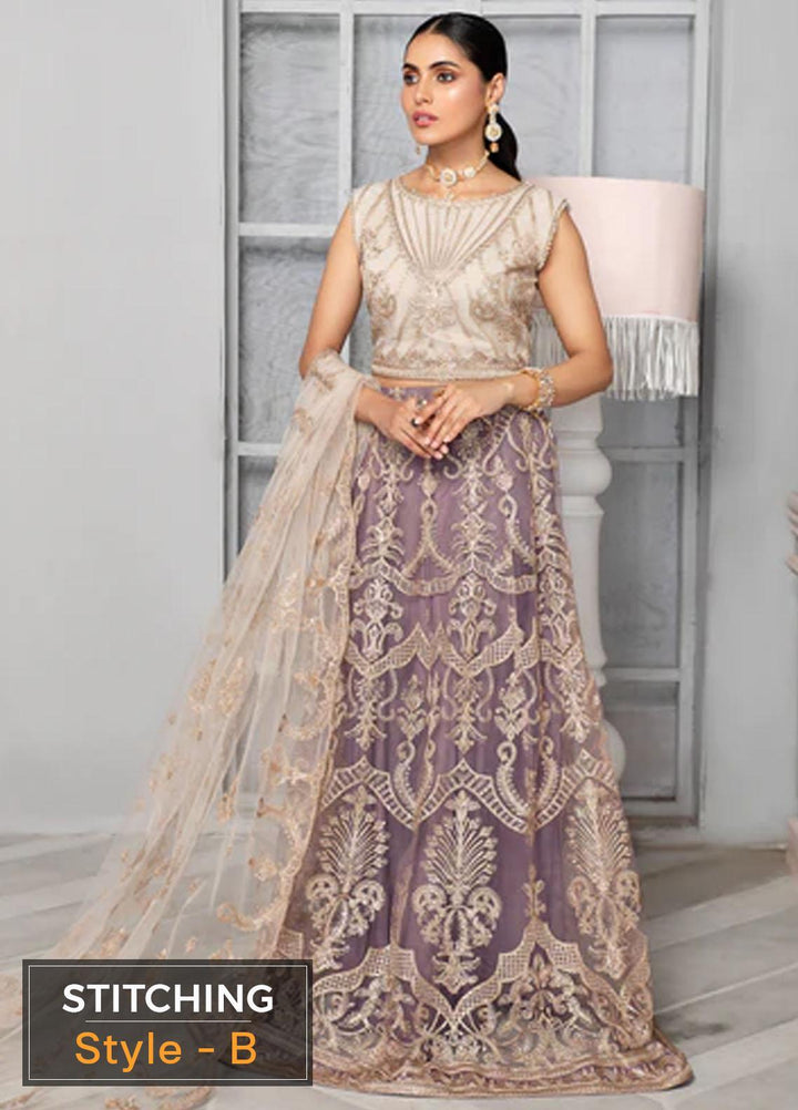 Bahaar by Zarif Embroidered  Suits Unstitched 3 Piece ZB 01 MAUVE - Luxury Collection