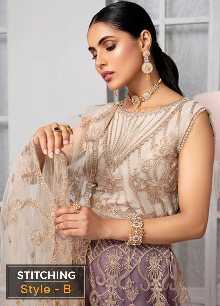 Bahaar by Zarif Embroidered  Suits Unstitched 3 Piece ZB 01 MAUVE - Luxury Collection