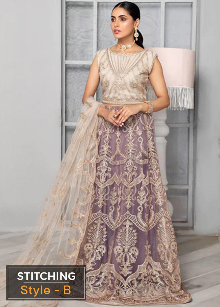 Bahaar by Zarif Embroidered  Suits Unstitched 3 Piece ZB 01 MAUVE - Luxury Collection