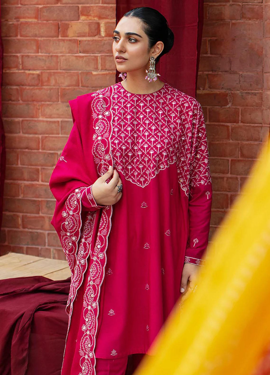 Cross Stitch Embroidered Linen Suits Unstitched 3 Piece CS22W 05 Radiant Haze - Winter Collection