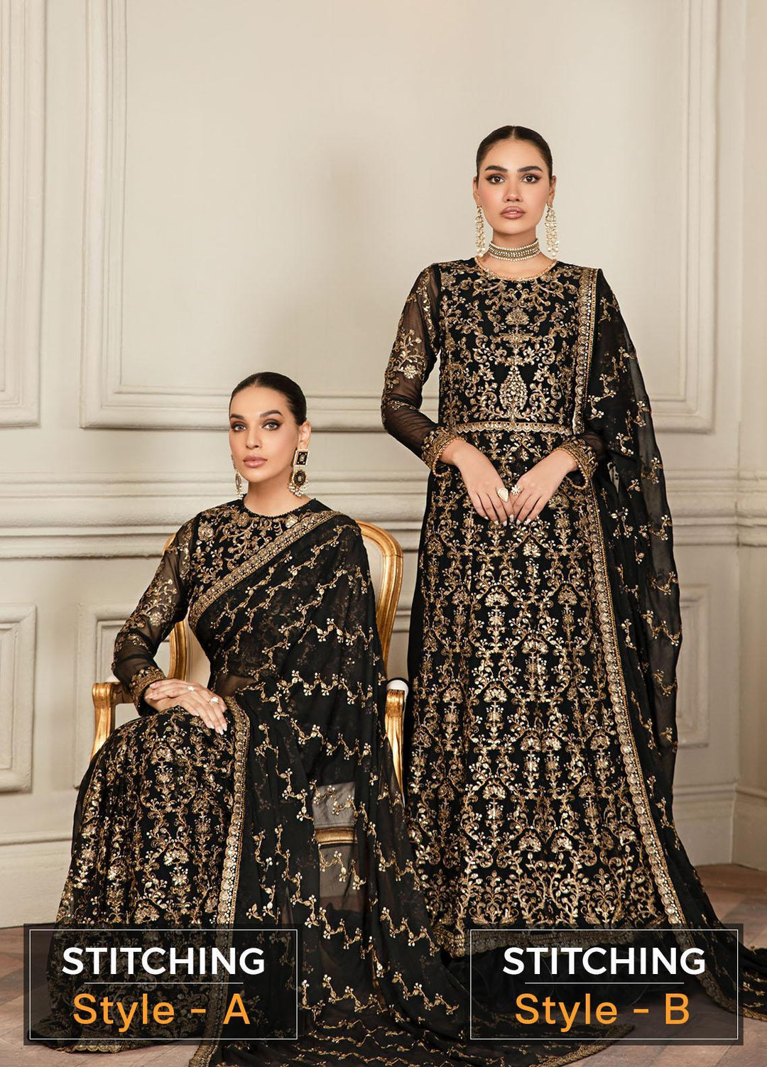 Mehroze By Zarif Embroidered  Suits Unstitched 3 Piece ZMF 05 BLACK RUBY - Luxury Collection