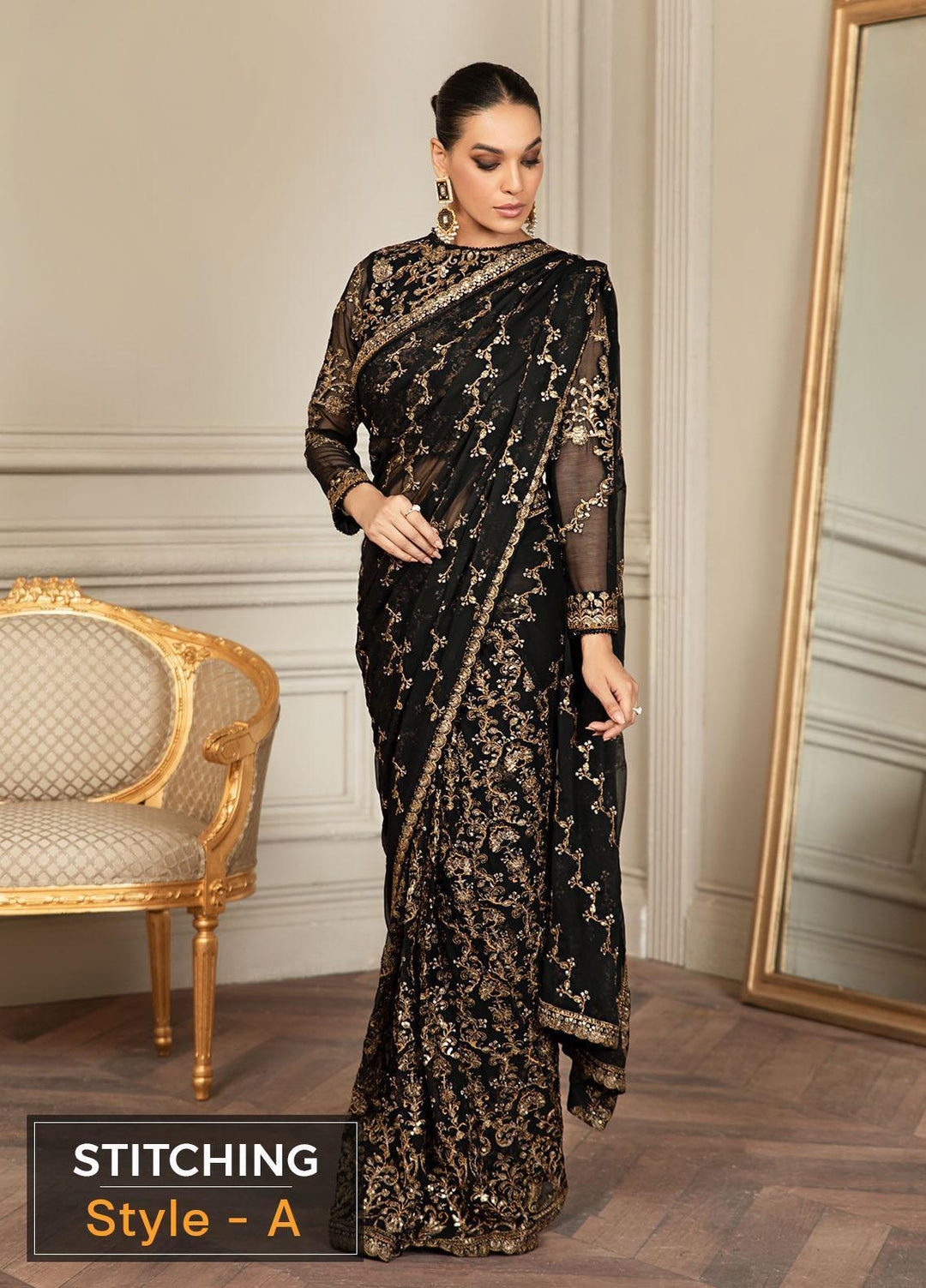 Mehroze By Zarif Embroidered  Suits Unstitched 3 Piece ZMF 05 BLACK RUBY - Luxury Collection