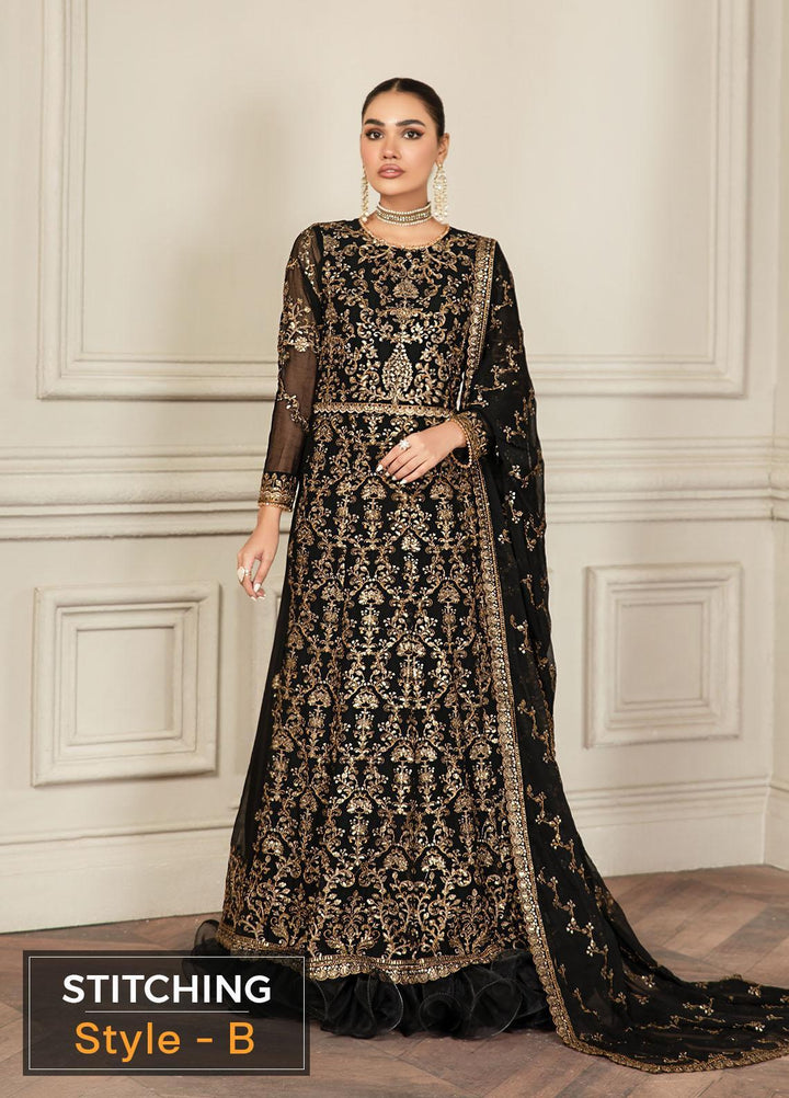 Mehroze By Zarif Embroidered  Suits Unstitched 3 Piece ZMF 05 BLACK RUBY - Luxury Collection