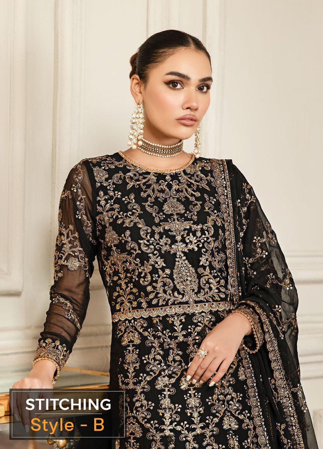 Mehroze By Zarif Embroidered  Suits Unstitched 3 Piece ZMF 05 BLACK RUBY - Luxury Collection