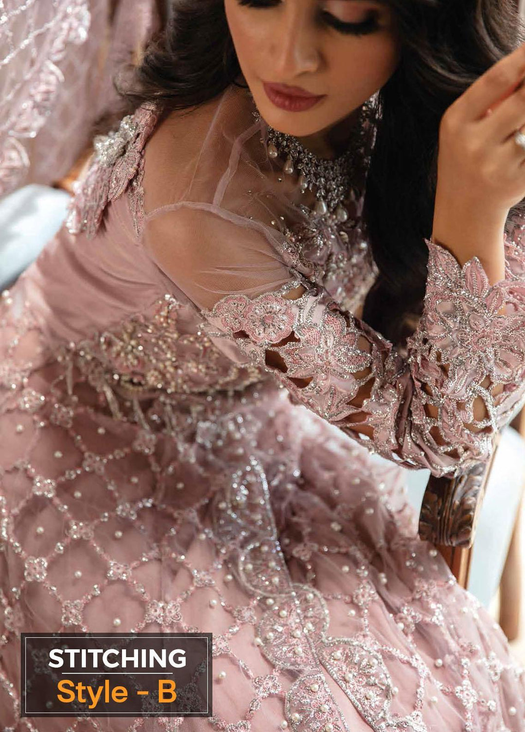 Serendipity by Mushq Embroidered Net Suits Unstitched 4 Piece MQ22S TDL22-06 Elle - Luxury Wedding Collection