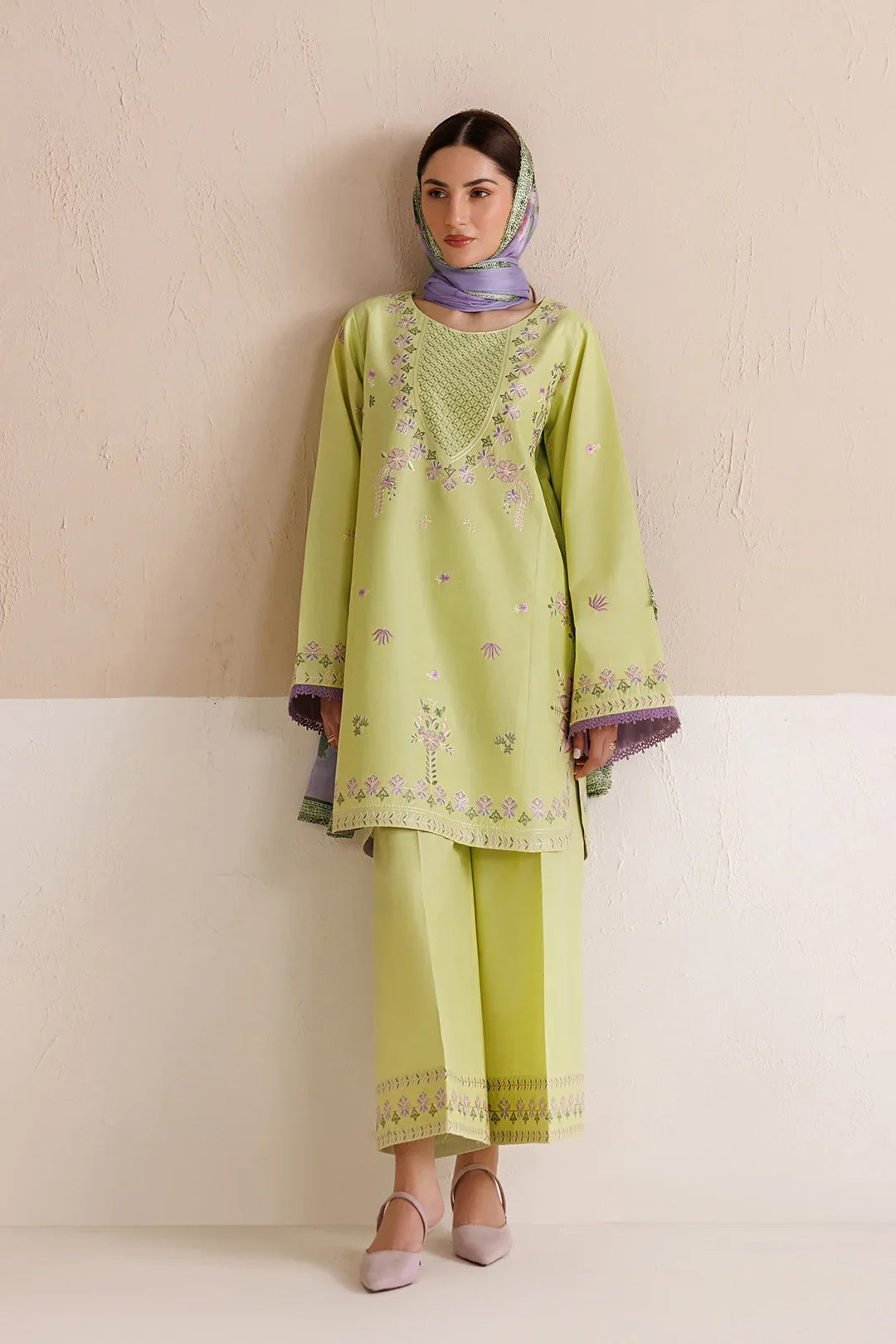 Mistfall by Panache Apparel RTW Embroidered Cotton 3 Piece Suit selene Eid Collection