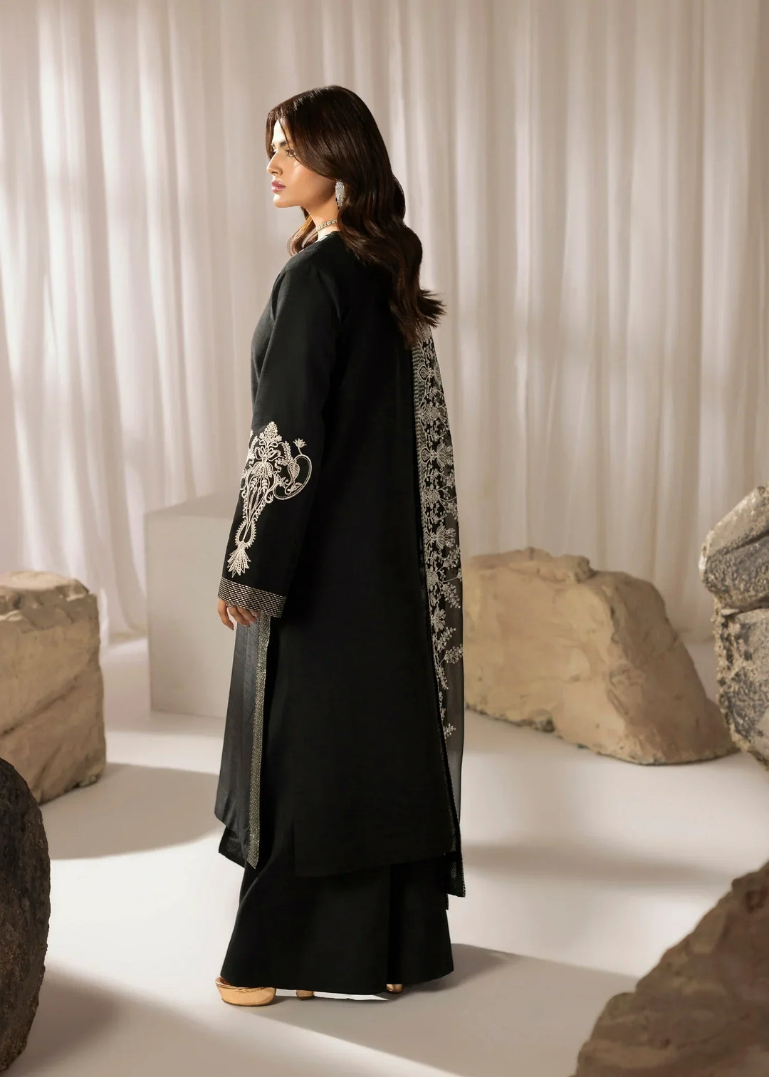 Silk Atelier by Jamni RTW Embroidered Korean Silk 3 Piece Suit MIDNIGHT BOW Festive Collection
