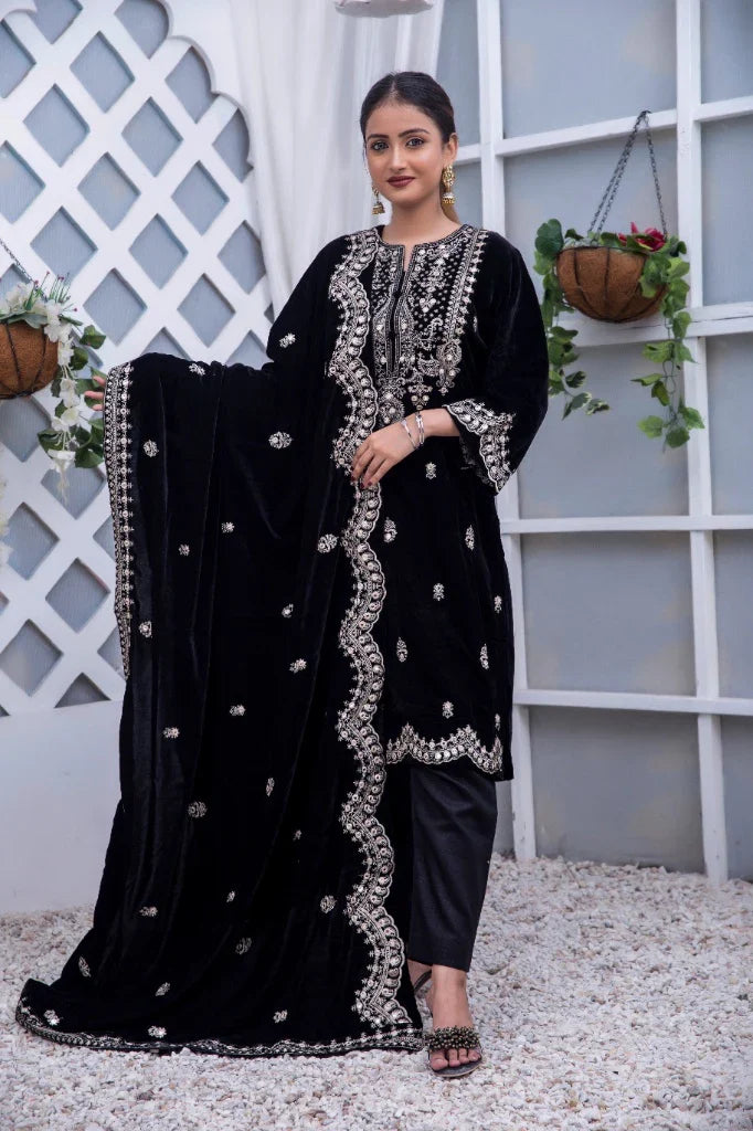 Silcot Embroidered Zeenaat Velvet Shawl