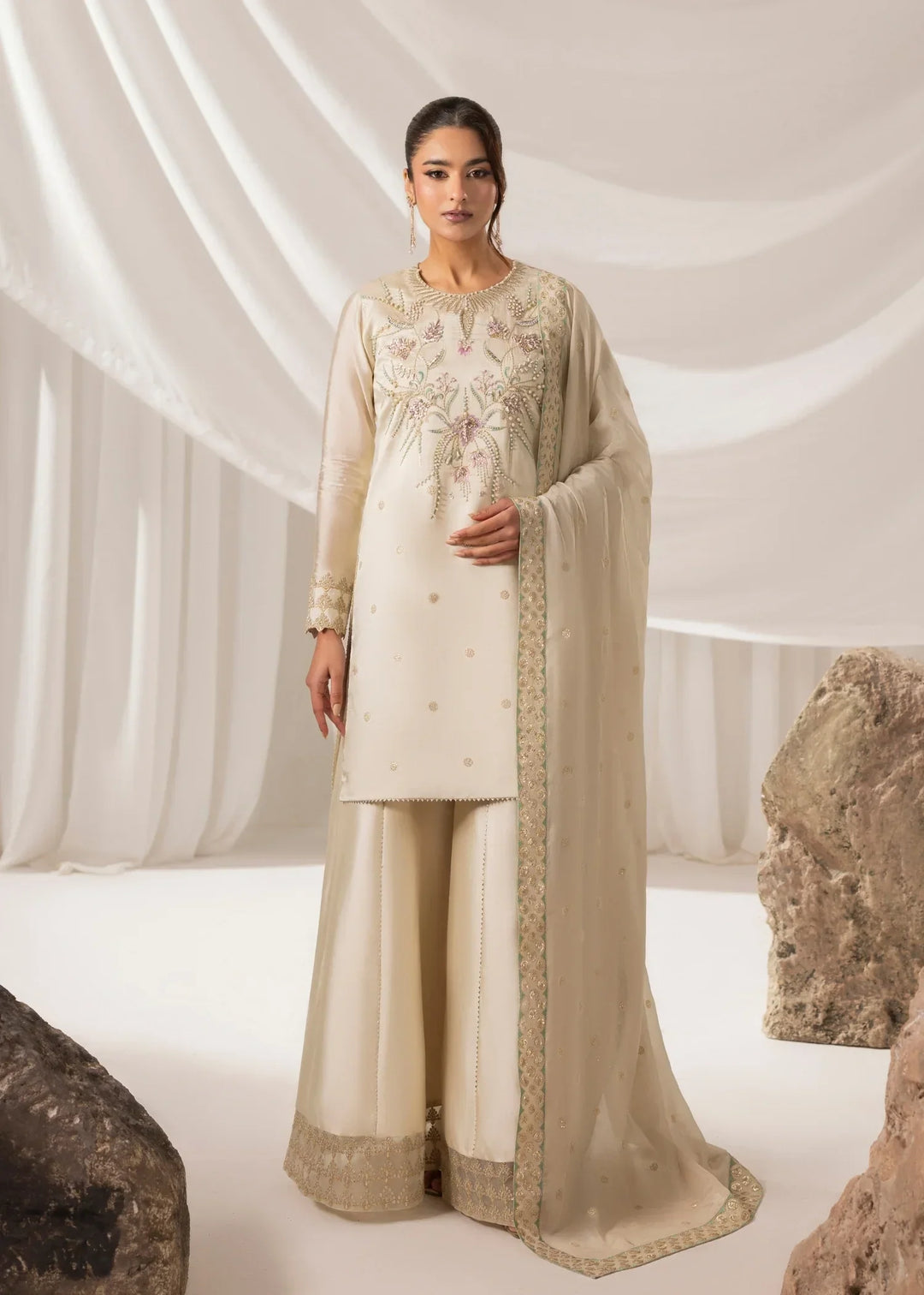 Celeste by Jamni RTW Embroidered Sheesha Silk 3 Piece Suit HALO Festive Collection