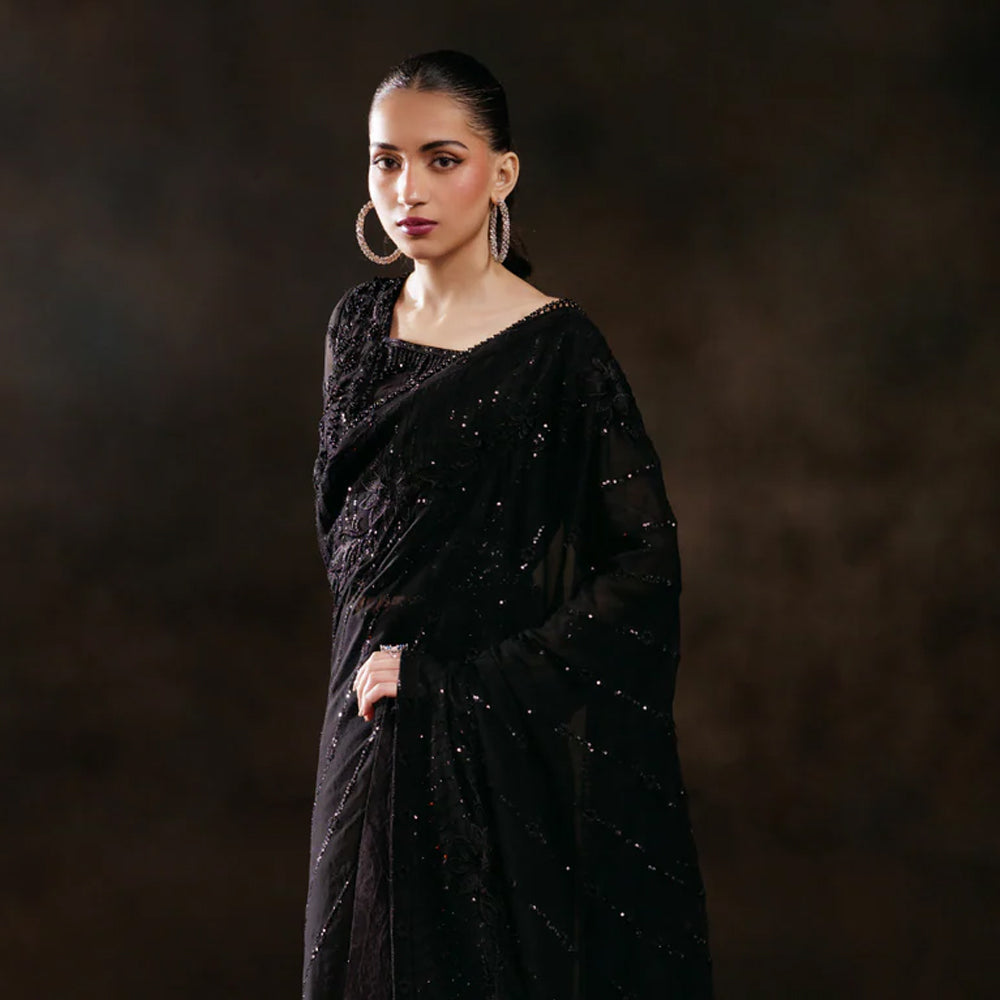 Zebtan Women Unstitched Embroidered Chiffon Saree Suit ZN-09 Festive Collection