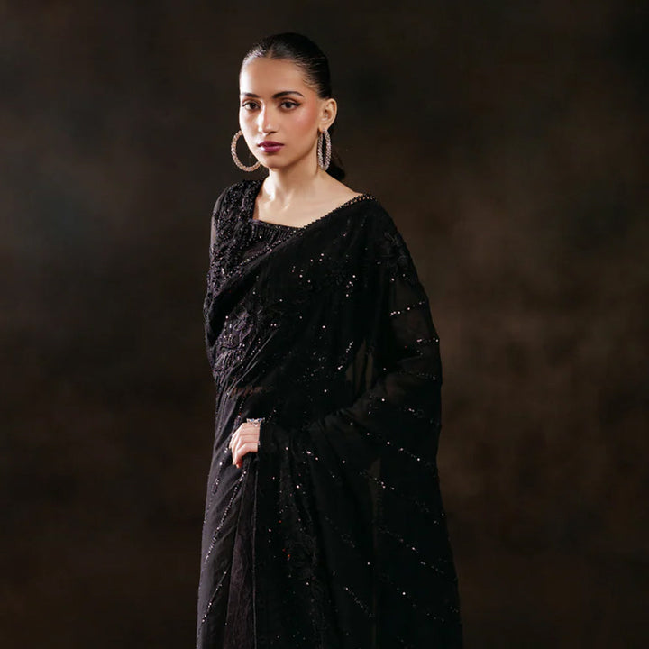 Zebtan Women Unstitched Embroidered Chiffon Saree Suit ZN-09 Festive Collection