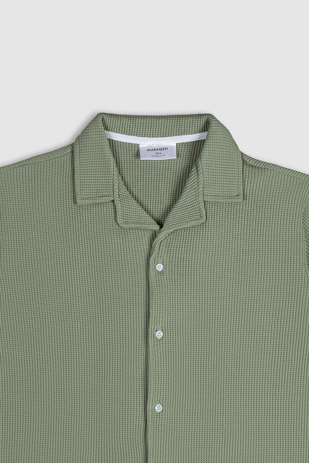 Muraqsh Ready To Wear Solids Waffle Men Mint Waffle Textured Revere Button Down ABDWTRBD-FS - Summer Collection