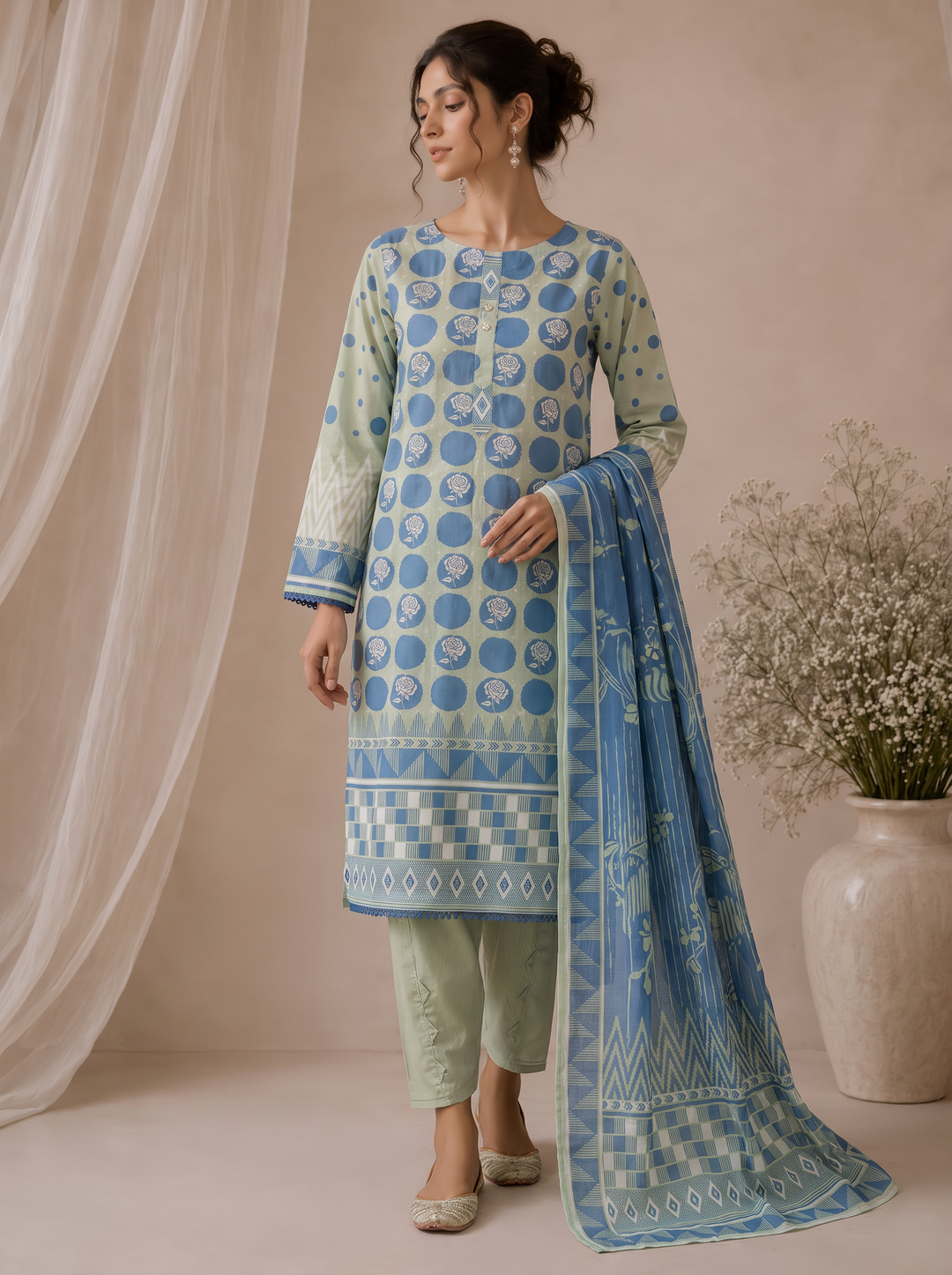 HZ Textiles Printed Lawn Suits Unstitched 3 Piece HZ25MP MPC-566 - Summer Collection