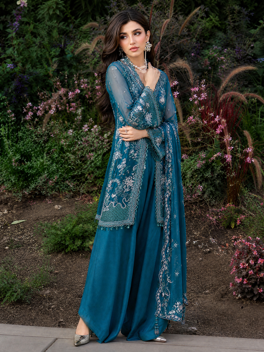 Qalamkar Embroidered Chiffon Suits Unstitched 3 Piece QLM25QC WC-04 Nessa - Formals Collection
