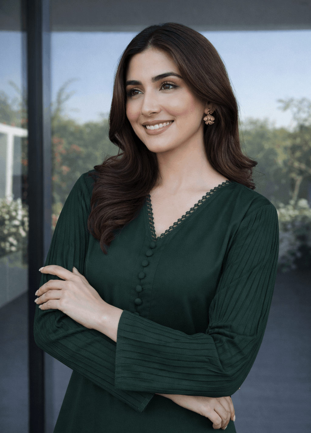 Silcot Women Pret Solids Linen 2 Piece Suit Timeless Emerald - Summer Collection