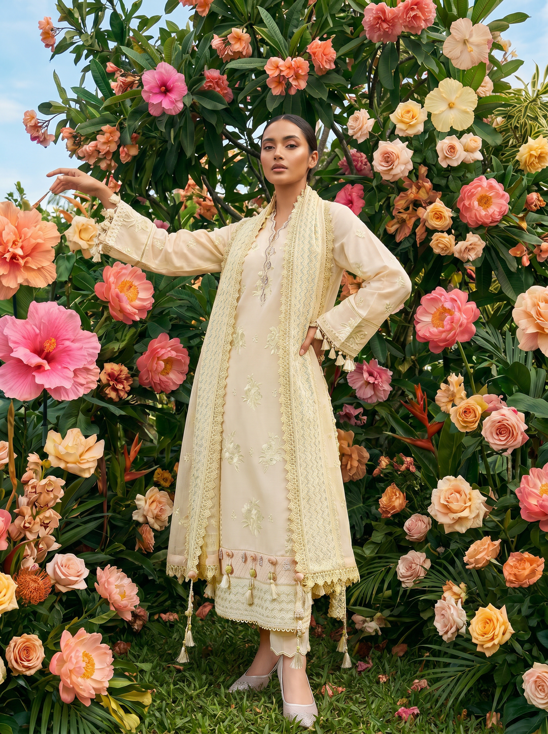 Slow Bloom by Gul Ahmed Unstitched Embroidered Lawn 3 Piece Suit GA26USB PM-62018 - Summer Collection