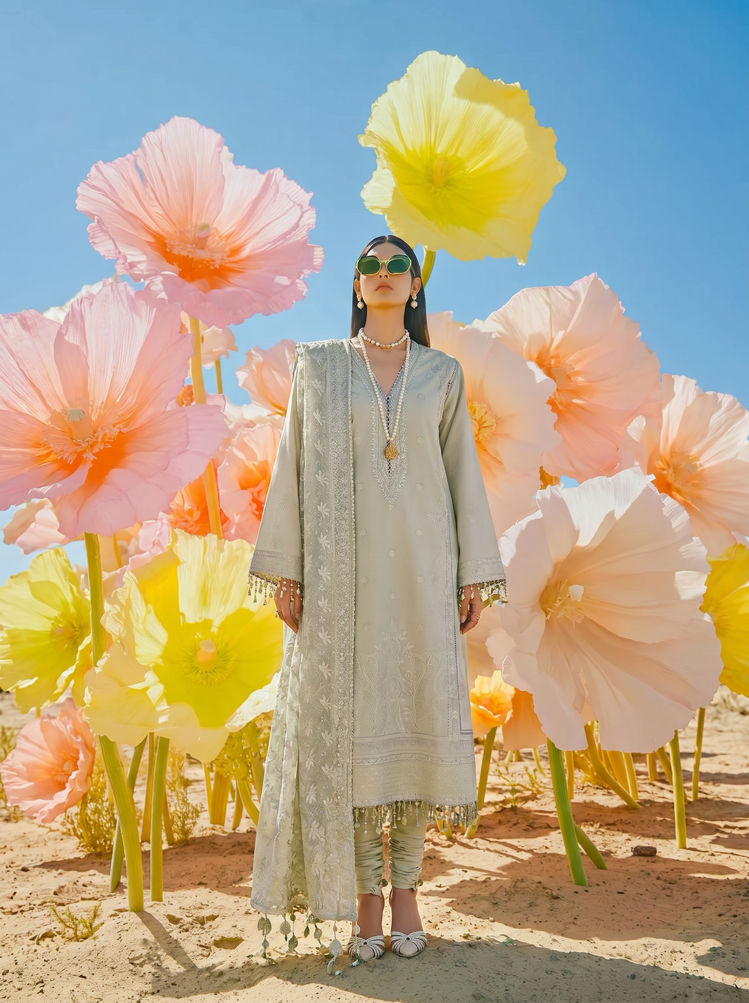 Slow Bloom by Gul Ahmed Unstitched Embroidered Lawn 3 Piece Suit GA26USB PM-62007 - Summer Collection