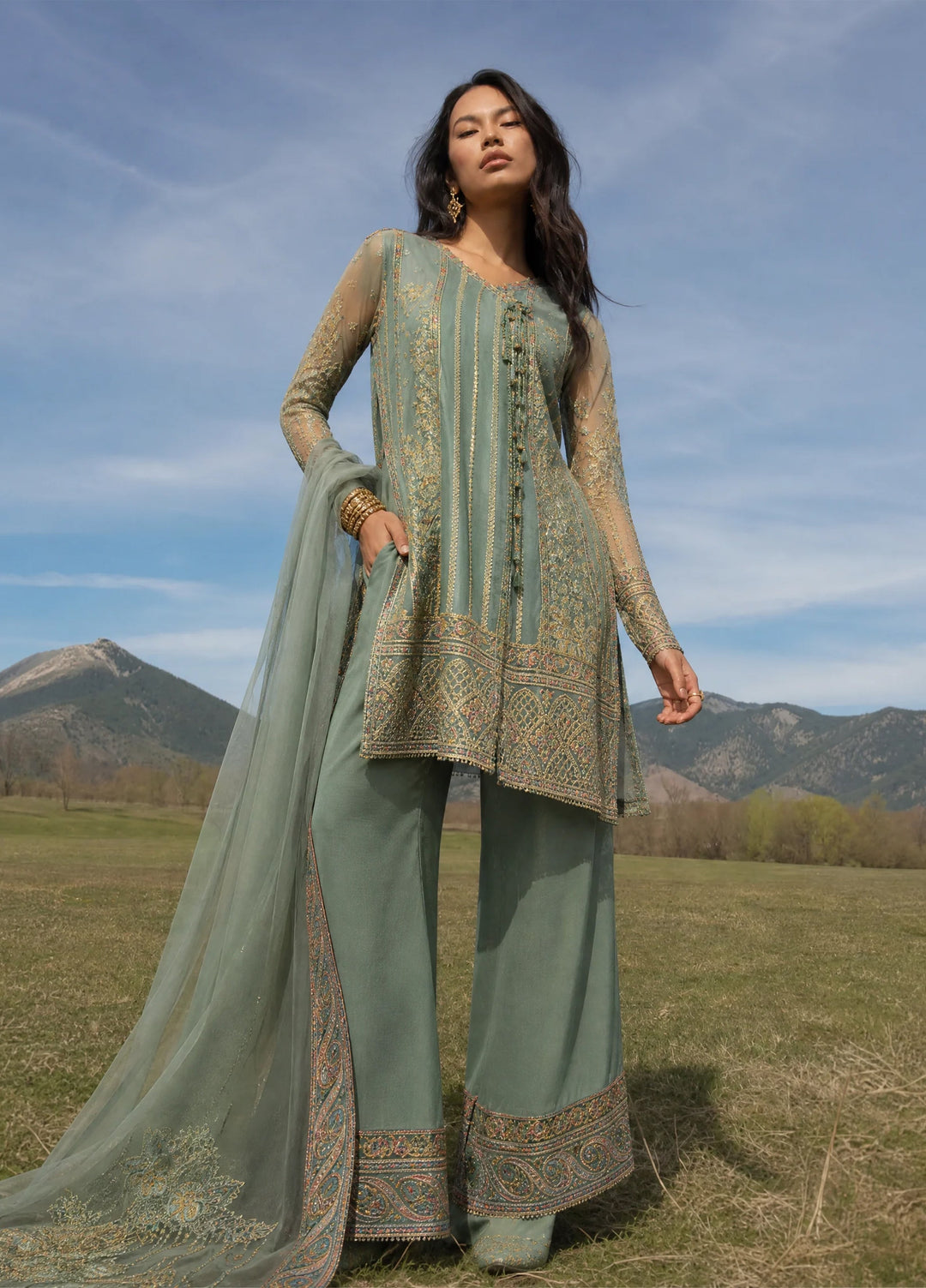 Push Pawan by Zarizaa Unstitched Embroidered Organza 3 Piece Suit ZZ26UPP D-4C Kirsi - Wedding Collection