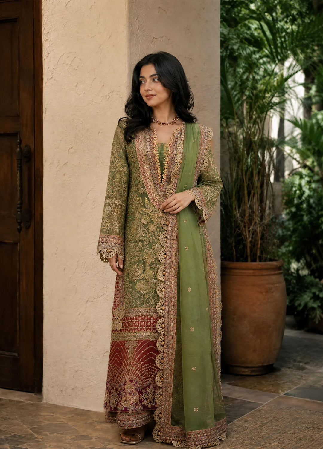 Push Pawan by Zarizaa Unstitched Embroidered Organza 3 Piece Suit ZZ26UPP D-5G Sultana - Wedding Collection