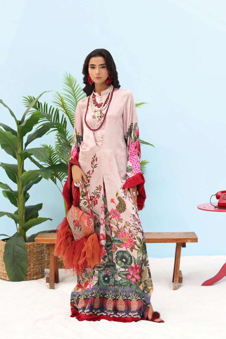 Resort by Musferah Pret Printed Silk 1 Piece Suit Blush Rose