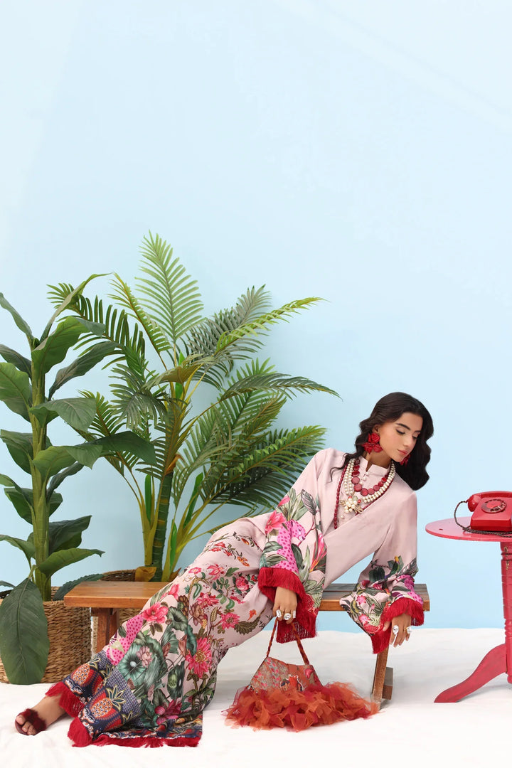 Resort by Musferah Pret Printed Silk 1 Piece Suit Blush Rose