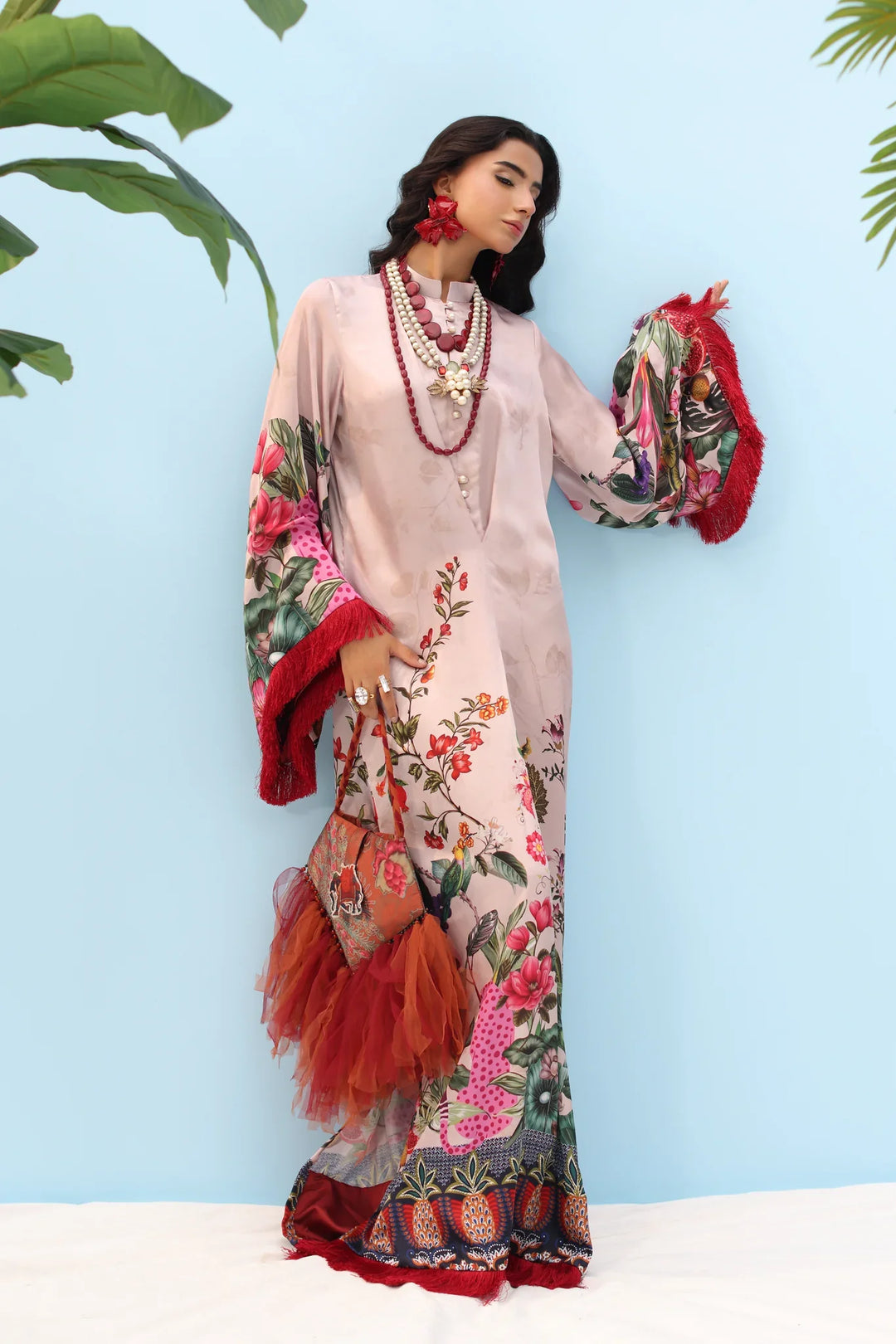 Resort by Musferah Pret Printed Silk 1 Piece Suit Blush Rose