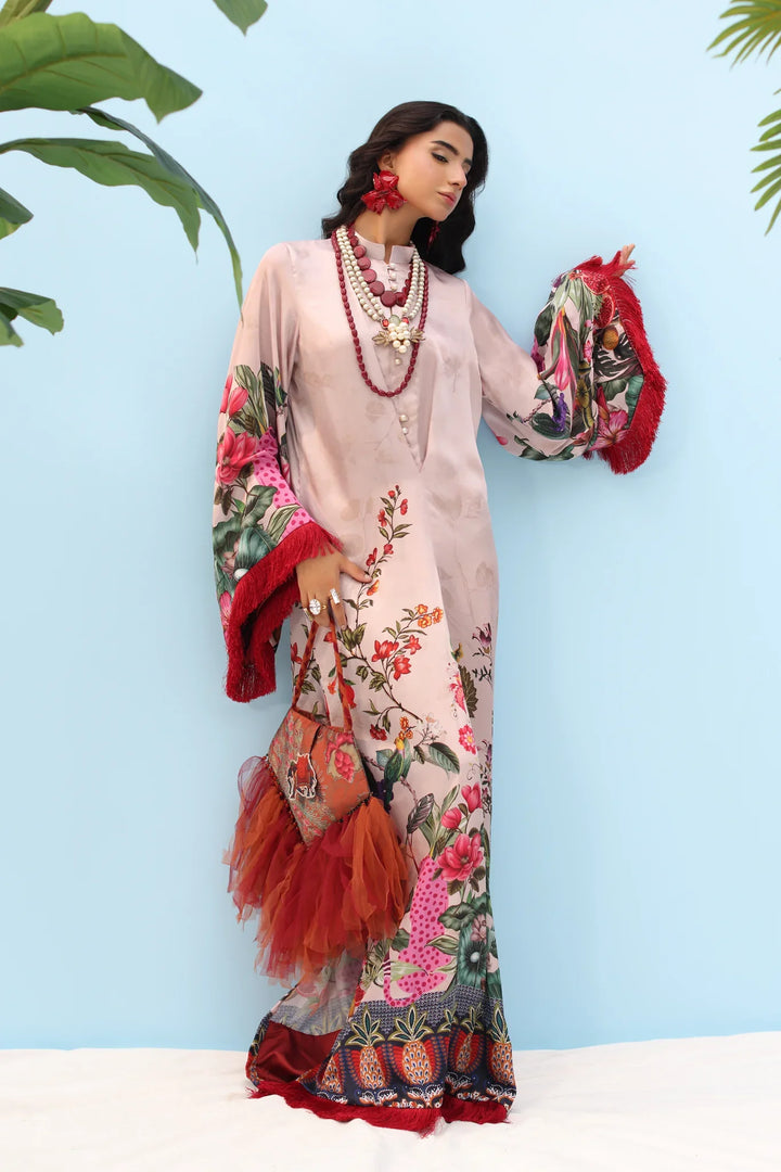 Resort by Musferah Pret Printed Silk 1 Piece Suit Blush Rose