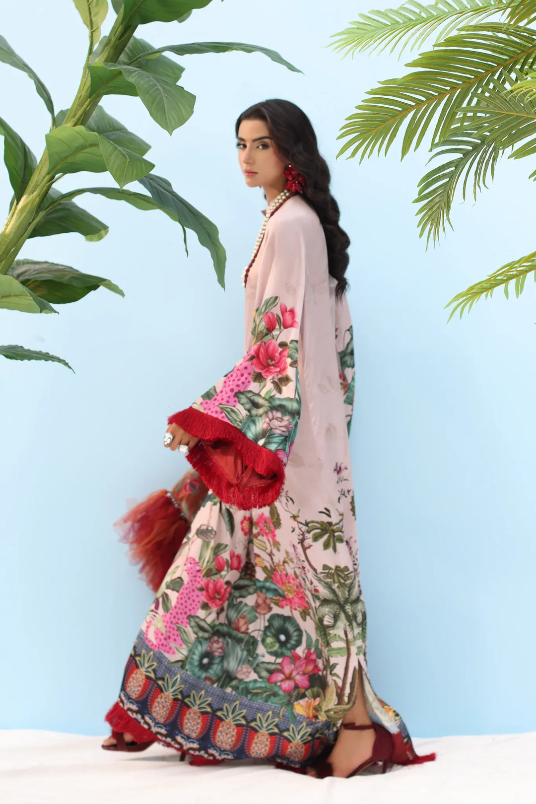 Resort by Musferah Pret Printed Silk 1 Piece Suit Blush Rose
