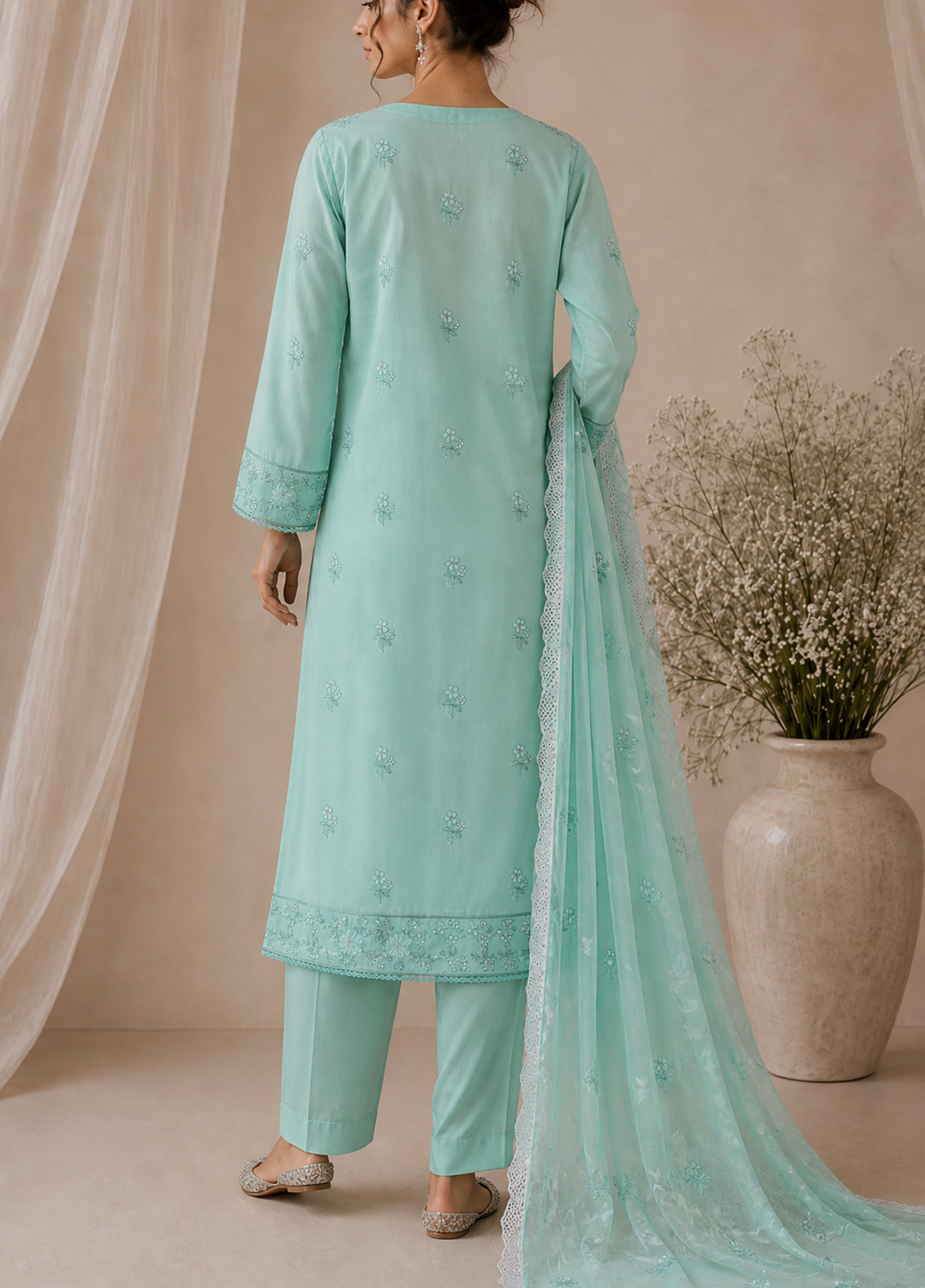 Meeras by HZ Textile Unstitched Embroidered Lawn 3 piece Suit MPE-1086 - Casual Collection