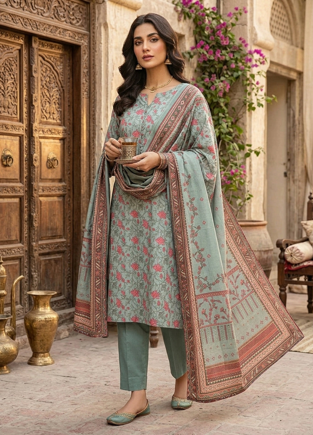 Bin Saeed Unstitched Printed Lawn 3 Piece Suit BS26UL BS26UL-D8 - Summer Collection