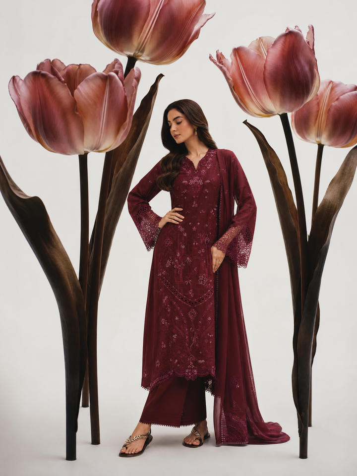 Eclat Premium by Seran Unstitched Embroidered Lawn 3 Piece Suit SN26ULE Amoire D-04 - Summer Collection