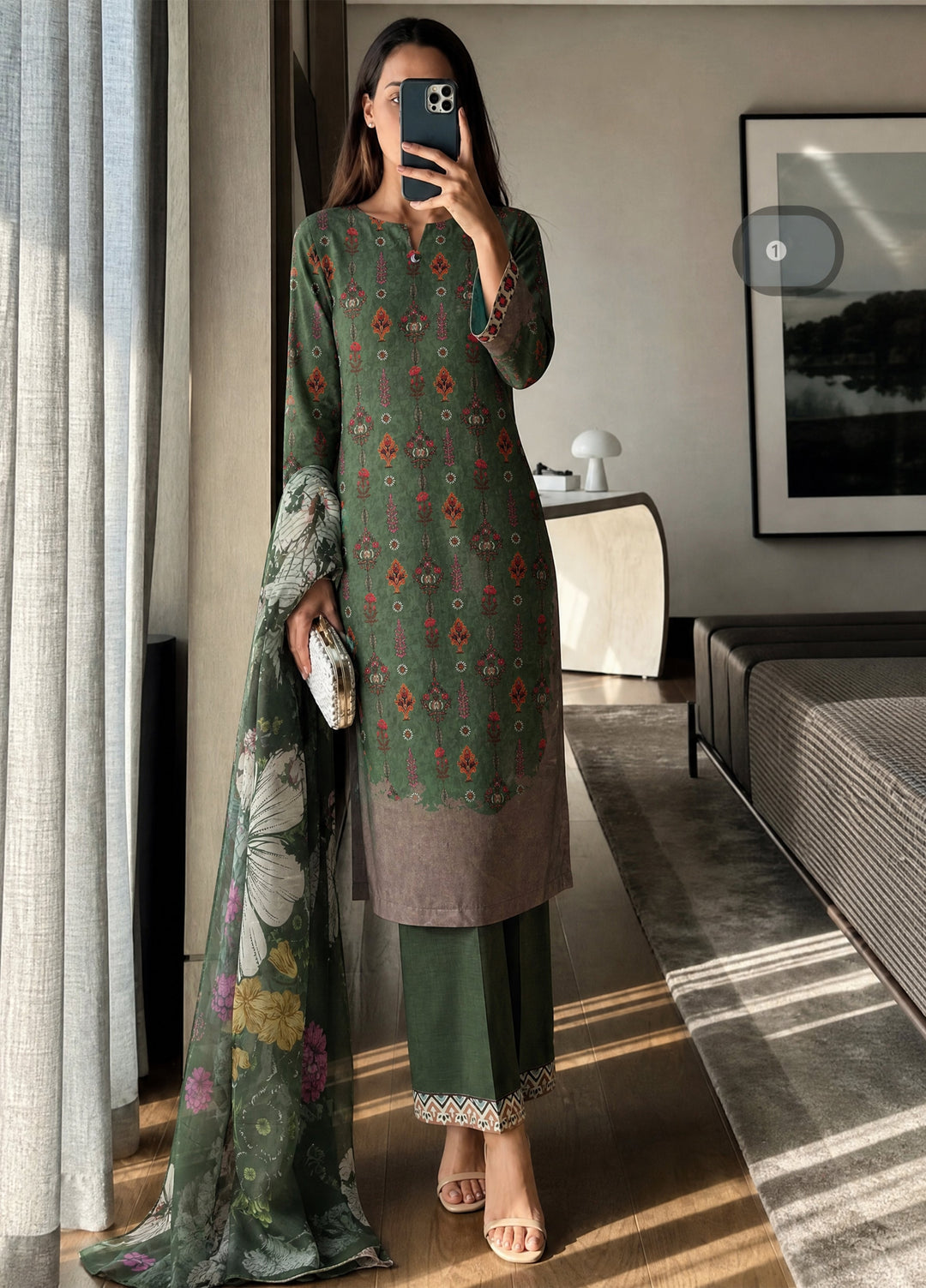 Art N Craft by HZ Textiles RTW Printed Lawn 3 Piece Suit Green - Summer Collection