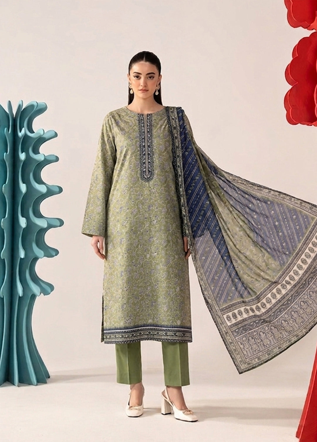 Bin Saeed Unstitched Printed Lawn 3 Piece Suit BS26UPL D-573 - Casual Collection