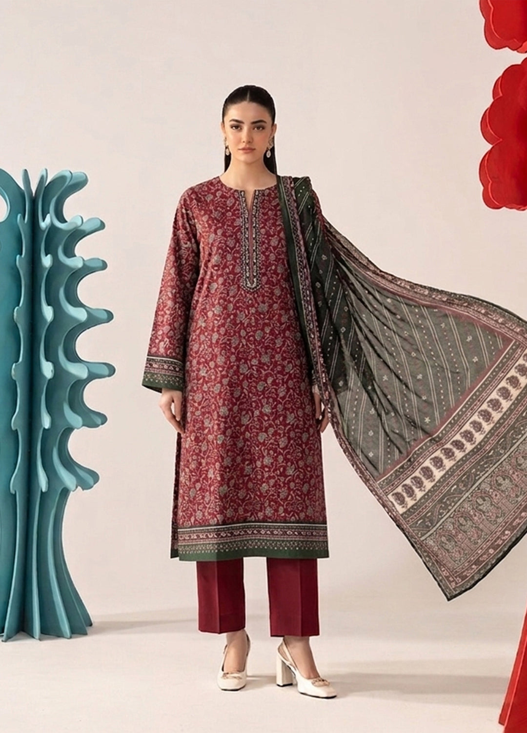 Bin Saeed Unstitched Printed Lawn 3 Piece Suit BS26UPL D-572 - Casual Collection