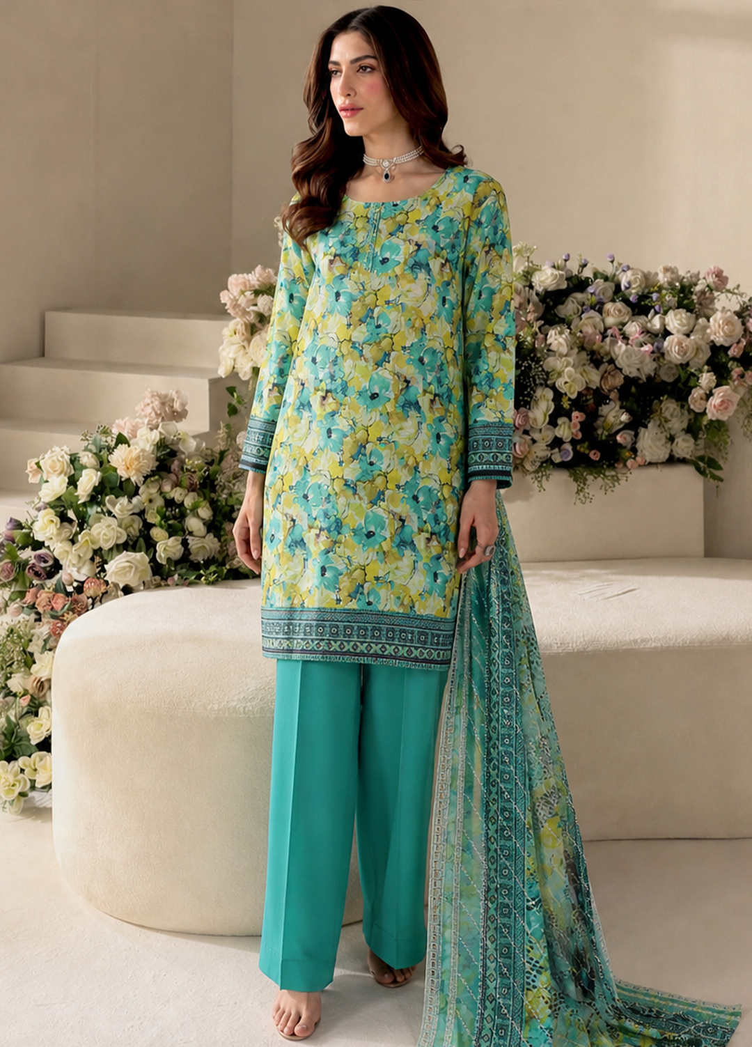 Premium Signature by HZ Textiles Unstitched Embroidered Lawn 3 Piece Suit PEC-640 Festive Collection