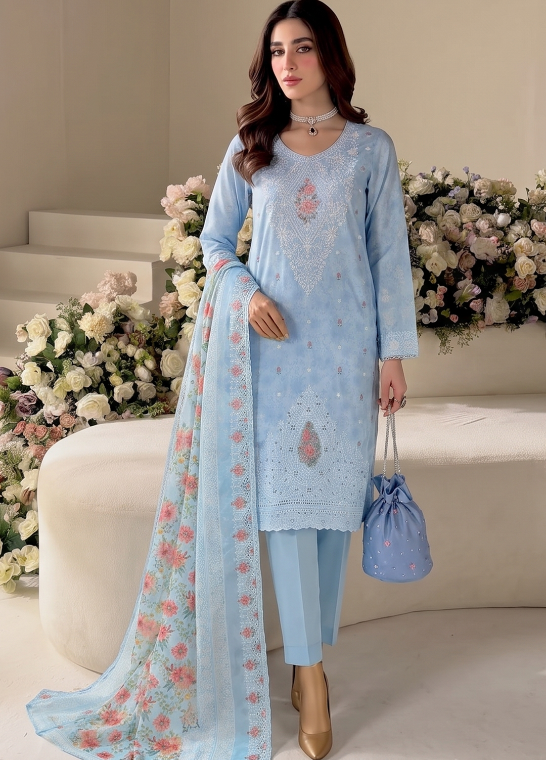 Premium Signature by HZ Textiles Unstitched Embroidered Lawn 3 Piece Suit PSE-1235 Festive Collection