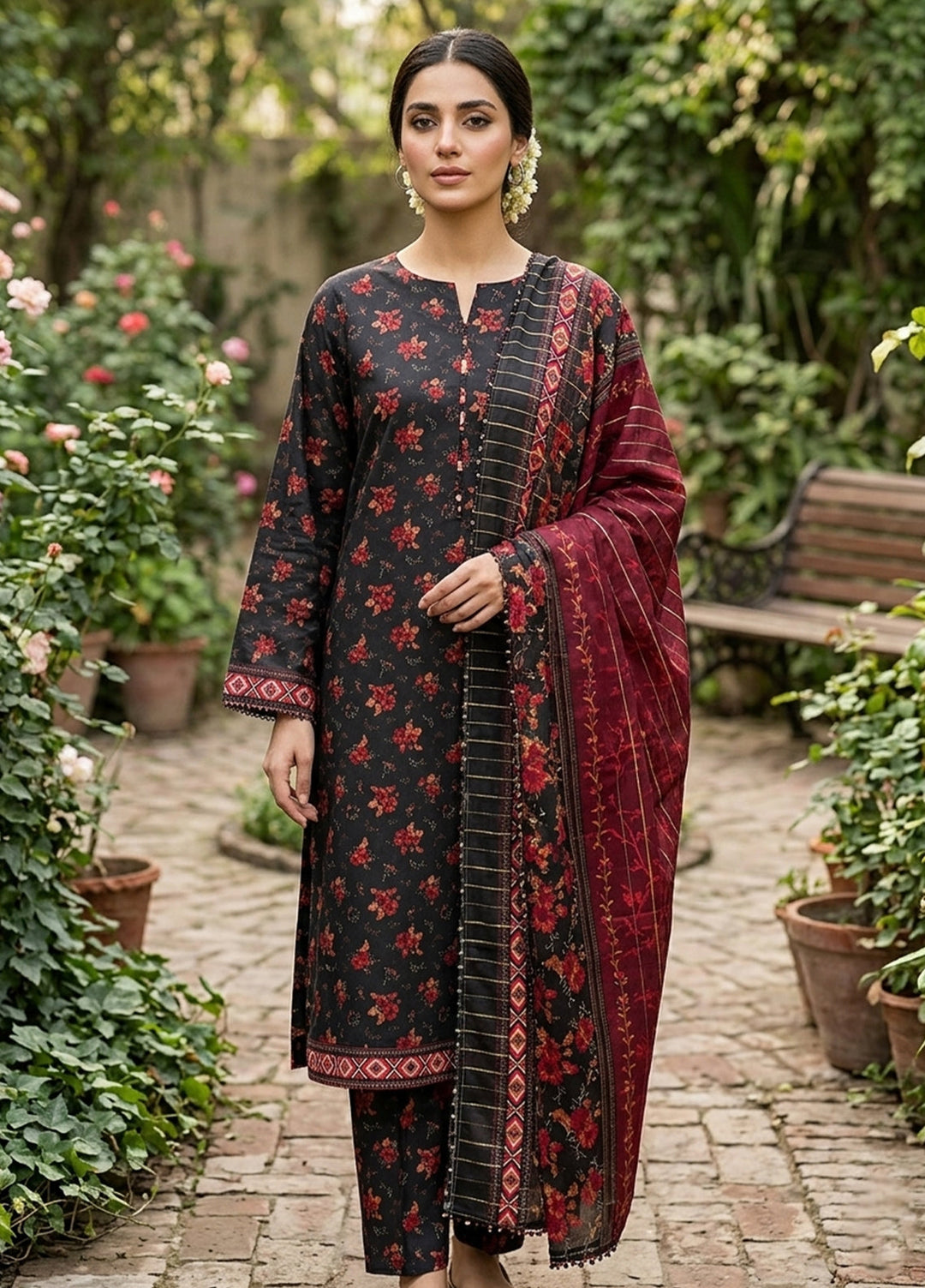 Bin Saeed Unstitched Printed Lawn 3 Piece Suit BS26UPLII BS-002 - Casual Collection