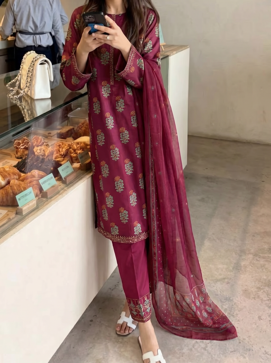 Block and Bloom by HZ Textiles RTW Embroidered Cotton 3 Piece Suit HZ26PCB SBE-007-3P - Casual Collection