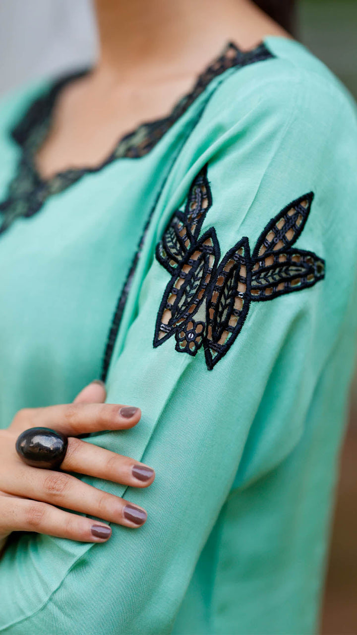 Jashn e Eid by Reezas Women Embroidered Lawn Silk 3 Piece Mehr-e-Eid Mint Green - Summer Collection