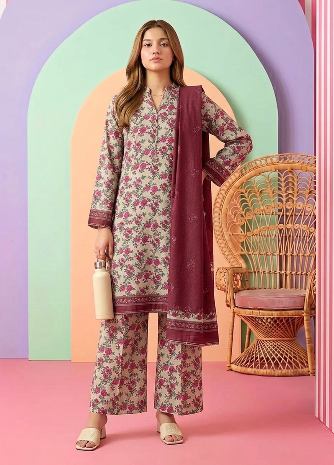 Bin Saeed Unstitched Printed Lawn 3 Piece Suit BS26UPL BS-14 - Casual Collection