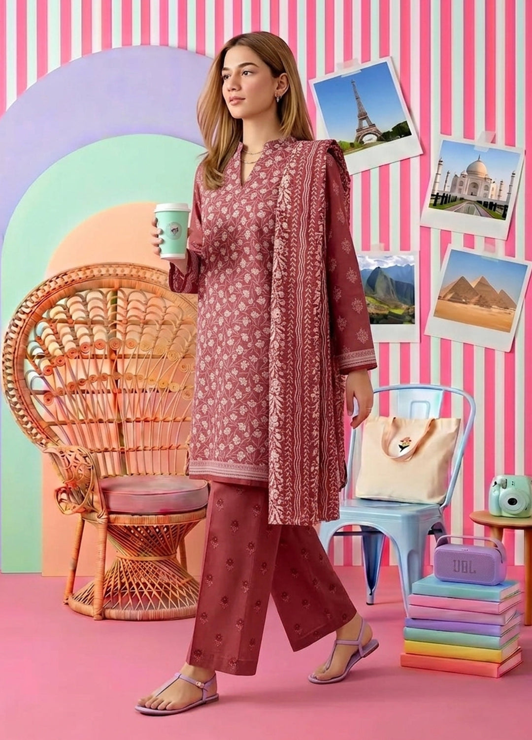 Bin Saeed Unstitched Printed Lawn 3 Piece Suit BS26UPL BS-18 - Casual Collection
