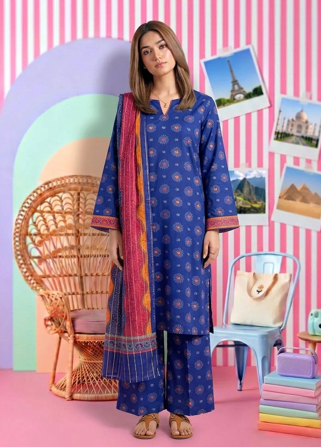 Bin Saeed Unstitched Printed Lawn 3 Piece Suit BS26UPL BS-19 - Casual Collection