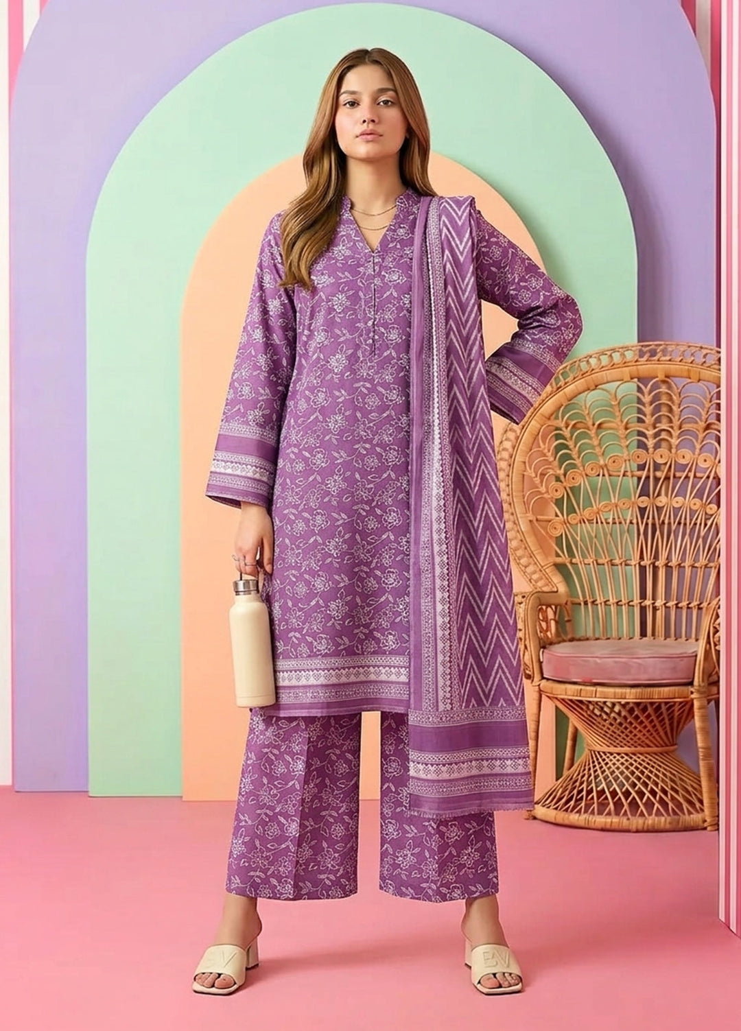 Bin Saeed Unstitched Printed Lawn 3 Piece Suit BS26UPL BS-21 - Casual Collection