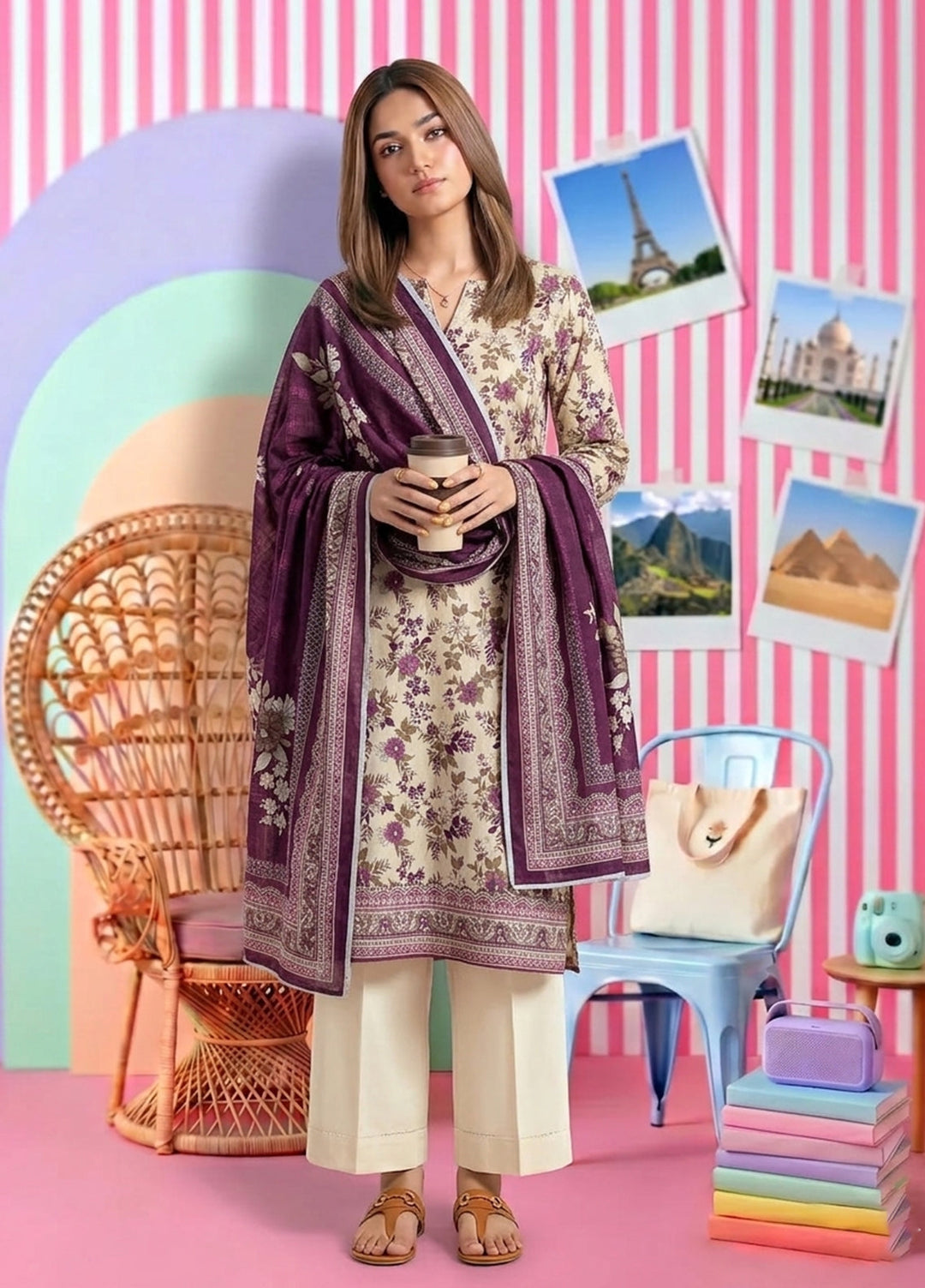Bin Saeed Unstitched Printed Lawn 3 Piece Suit BS26UPL D-521 - Casual Collection