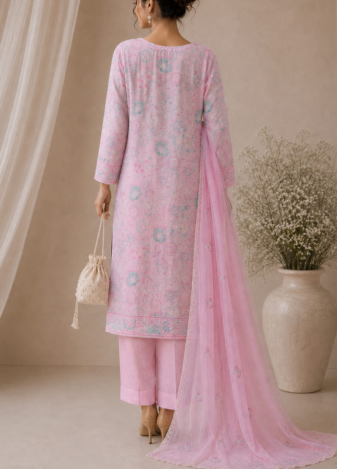 Libas e Khas by HZ Textiles Unstitched Embroidered Lawn Karandi 3 Piece Suit KPP - 7022 - Summer Collection